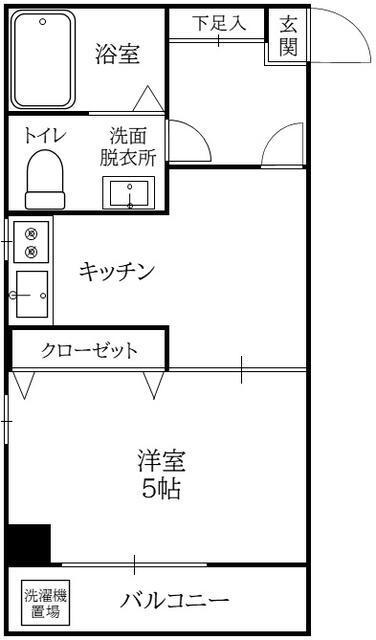 雄治ビル(1DK/4階)の間取り写真