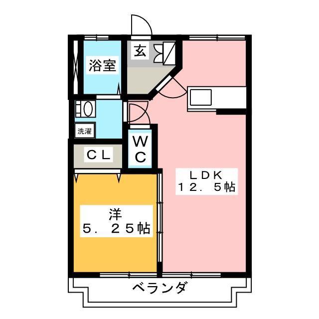 中秀ビル(1LDK/2階)の間取り写真