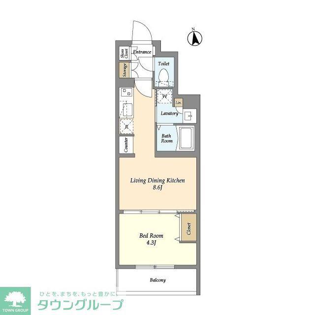 ルネサンスコート奥沢(1LDK/1階)の間取り写真