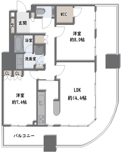 ザ・梅田タワー(2LDK/12階)の間取り写真