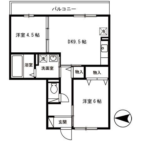レフィナードカルチェ(2DK/2階)の間取り写真