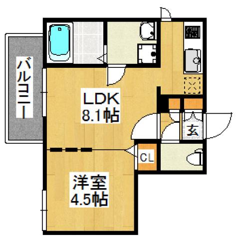 BRANCHE藤崎(1K/5階)の間取り写真