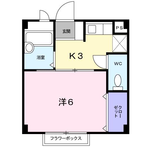 エスポワール(1K/1階)の間取り写真