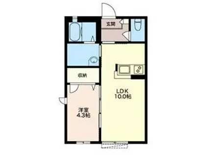 ネオシティF棟(1LDK/1階)の間取り写真