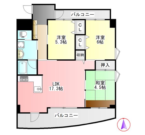 四季の里 夏棟(3LDK/6階)の間取り写真