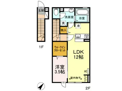 アズールE(1LDK/2階)の間取り写真