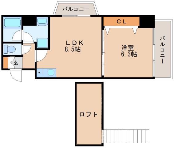 アシェンダ(1LDK/4階)の間取り写真