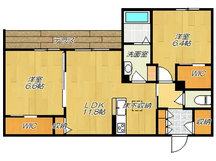 グランド・ソレイユ A棟(2LDK/1階)の間取り写真
