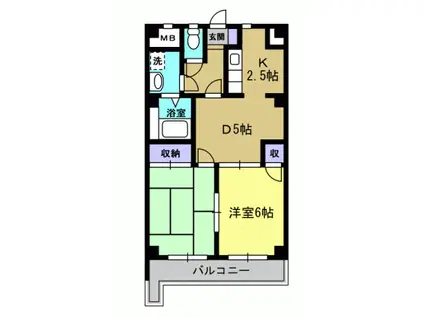 メルクール(2DK/3階)の間取り写真