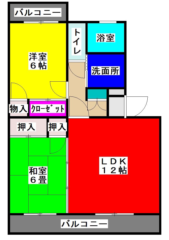 ストークUII(2LDK/1階)の間取り写真