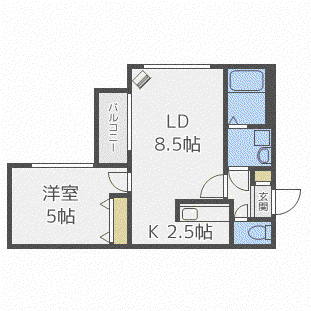 エスポワール216(1LDK/2階)の間取り写真