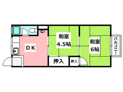 清和マンション(2DK/4階)の間取り写真