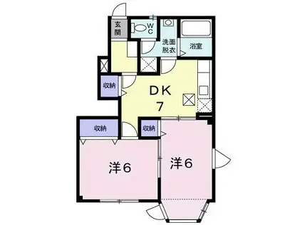 リー・ロアンヌII(2DK/1階)の間取り写真