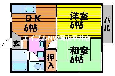 藤田コーポ II(2DK/2階)の間取り写真