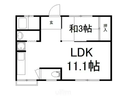 青葉荘(1LDK/2階)の間取り写真