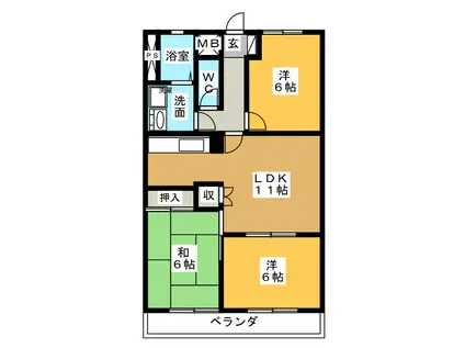 倉知マンションII(3LDK/1階)の間取り写真