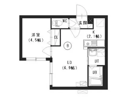 エクセレントハウス宮の沢(1LDK/2階)の間取り写真