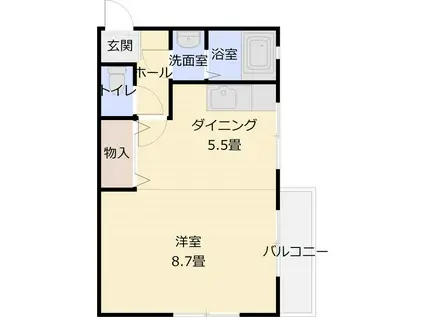 清州マンション(1DK/3階)の間取り写真