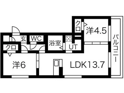 レガートII(2LDK/3階)の間取り写真