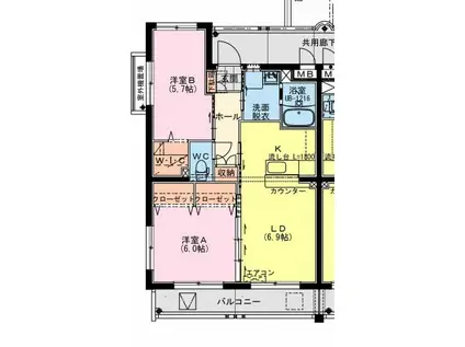 高鍋町持田YMマンション(2LDK/2階)の間取り写真