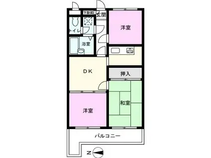 セザール春日部(3DK/4階)の間取り写真