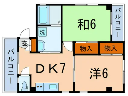 青木マンションII(2DK/4階)の間取り写真