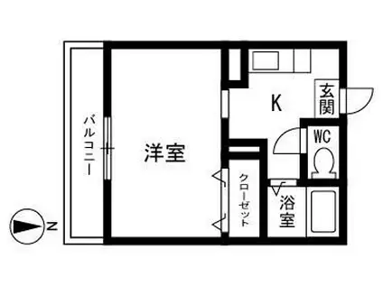 シャルマン六本松(1K/4階)の間取り写真