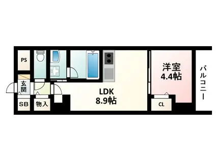 グランセジュール江坂 住居(1LDK/4階)の間取り写真