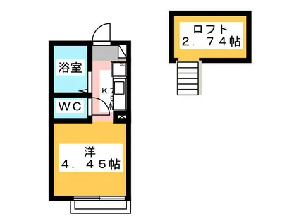ポンデロッサ小田壱番館(1K/2階)の間取り写真