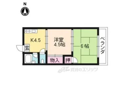 シャトー紫竹(2K/2階)の間取り写真