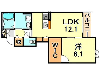 シャンパーニュ(1LDK/1階)の間取り写真