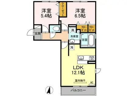 グロリア平成(2LDK/2階)の間取り写真
