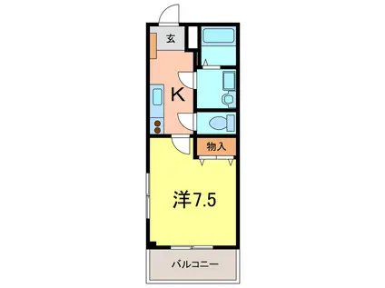 ハイツ田戸 II(1K/3階)の間取り写真