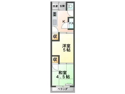 山田アパート(2K/2階)の間取り写真