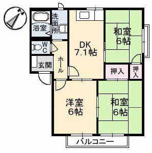 グリーンハイム(3DK/2階)の間取り写真