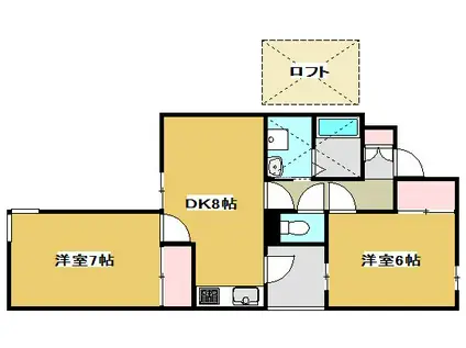 上島コモンコートB棟(2DK/2階)の間取り写真