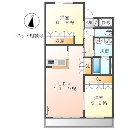グランディアIII(2LDK/2階)の間取り写真