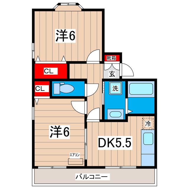 フォーレストハイツ(2DK/2階)の間取り写真