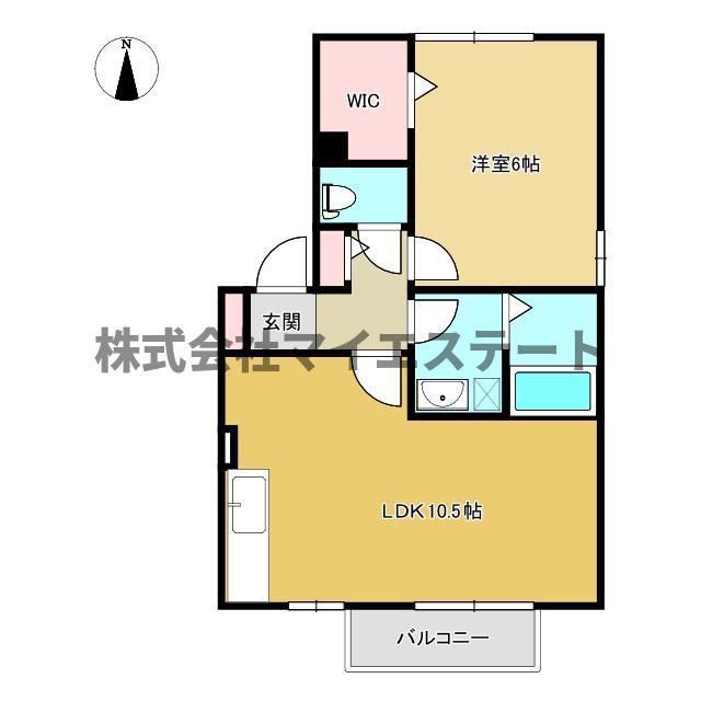 アイリスガーデン菰池 A棟(1LDK/2階)の間取り写真