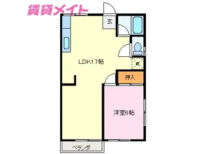 ハイツENZA(1LDK/1階)の間取り写真
