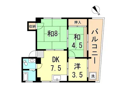 トマダハイツ(3DK/3階)の間取り写真