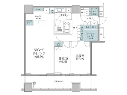 WORLD TOWER RESIDENCE ワールドタワーレジデンス(2LDK/30階)の間取り写真