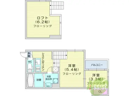 ピノヴィラージュ福住町(2K/1階)の間取り写真