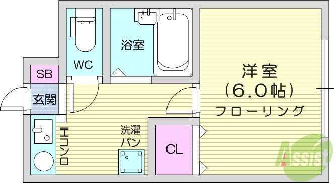 メゾン落合(1DK/1階)の間取り写真