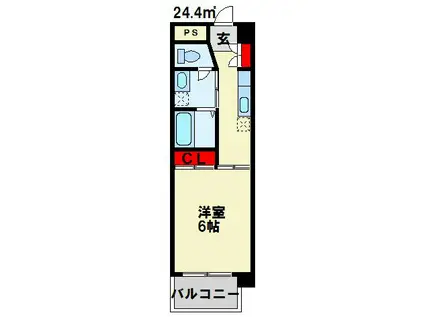 カーサフルール(1K/4階)の間取り写真
