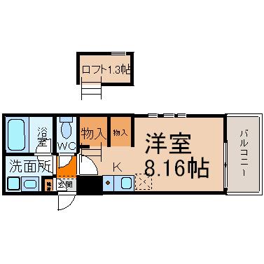 ノヴェル東別院(ワンルーム/2階)の間取り写真