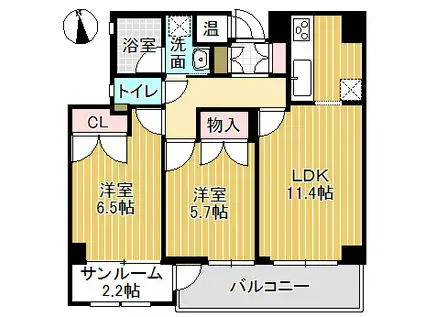 グレインハウス(2LDK/2階)の間取り写真