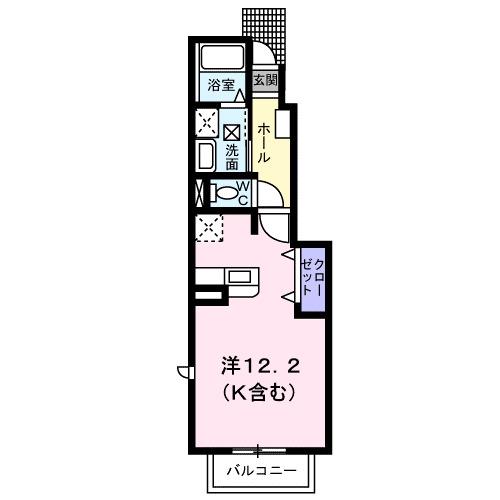 エクレール沖野上(ワンルーム/1階)の間取り写真
