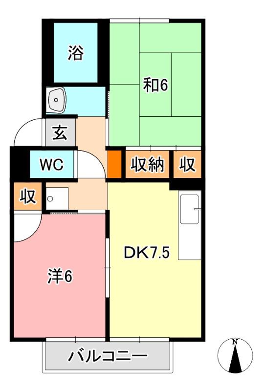 サンハイツ今A(2DK/2階)の間取り写真