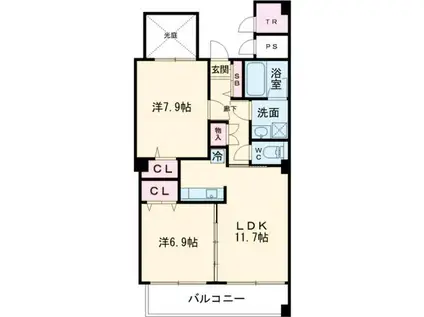 ラトナ東口ビル(2LDK/4階)の間取り写真